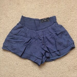 Hollister Navy Smocked-Waist Ruffle Skort Shorts
